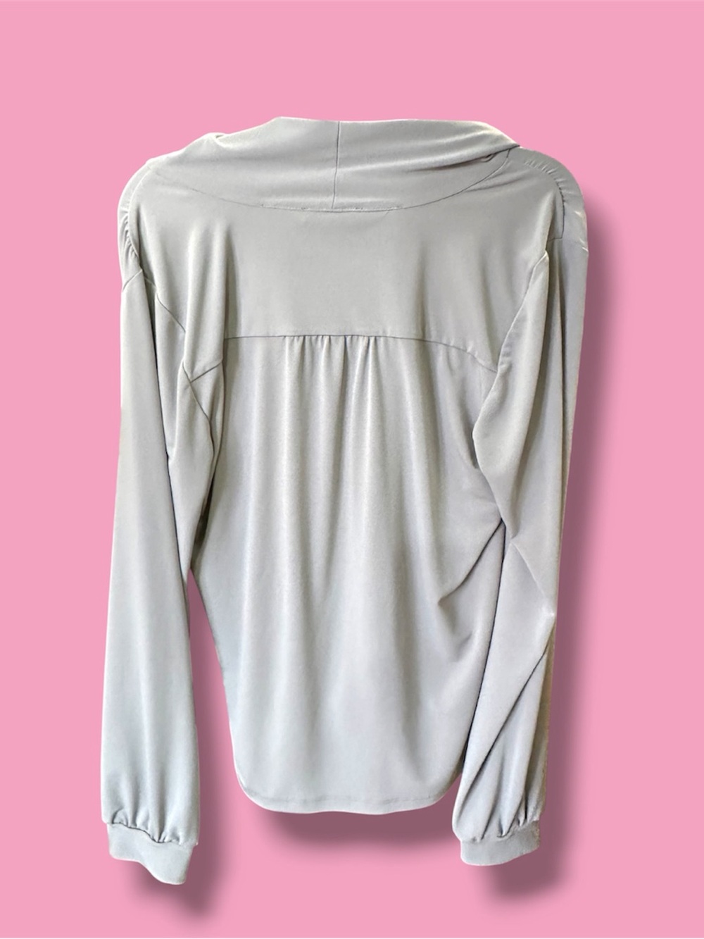 Calvin Klein Light Gray Tie-Front Wrap Blouse - Picture 3 of 4
